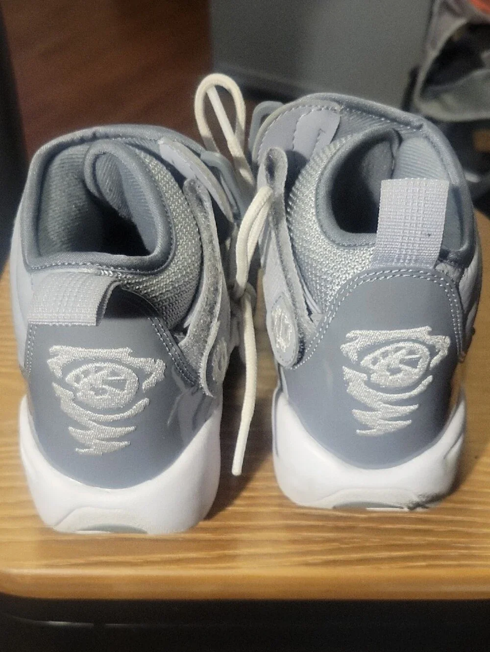 Nike Kids Light Gray and White High-Top Sneakers